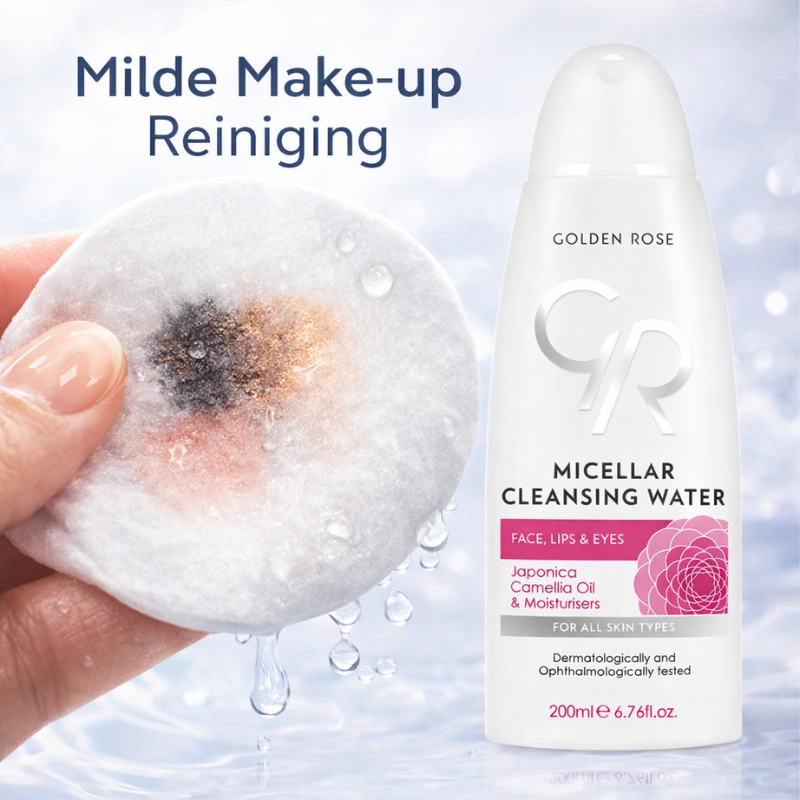 Micellair water verwijdert make-up met wattenschijfje voor een schone en frisse huid