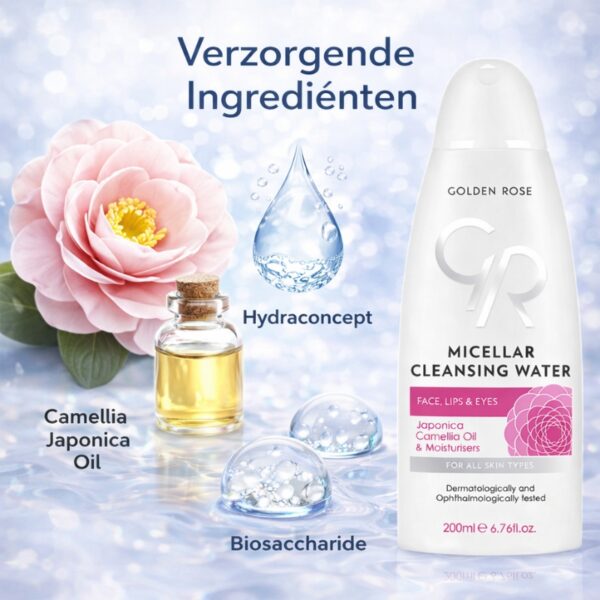 Micellair water met Camellia Japonica olie, Hydraconcept en Biosaccharide voor hydratatie en verzorging