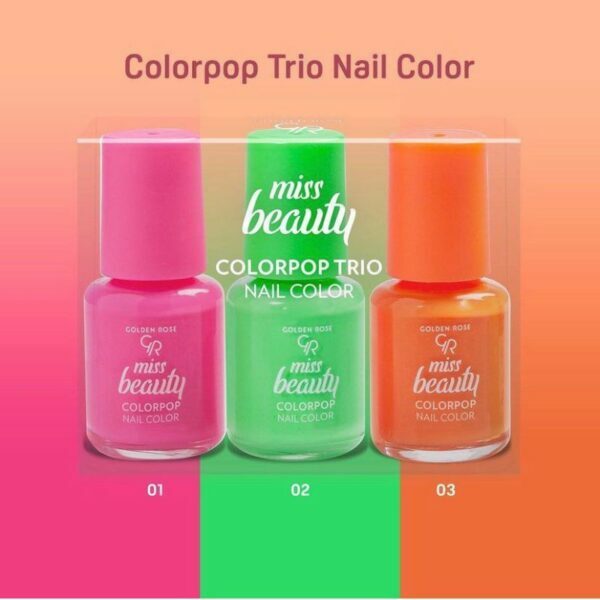 Miss Beauty Color Pop Nail Color Trio Golden Rose Afbeelding 2