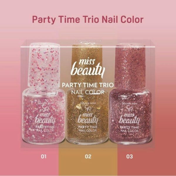 Miss Beauty Party Time Trio Nail Color Golden Rose Afbeelding 2