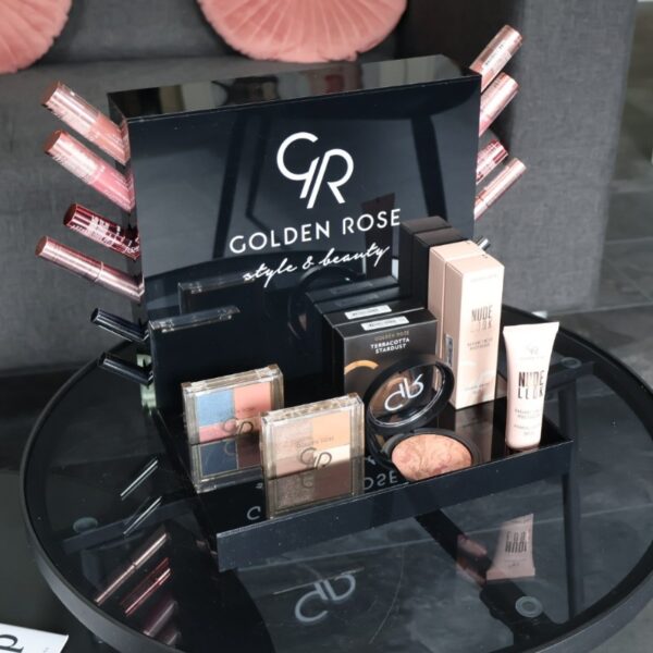 Make up Display voor salon sunkissed van Golden Rose Cosmetics