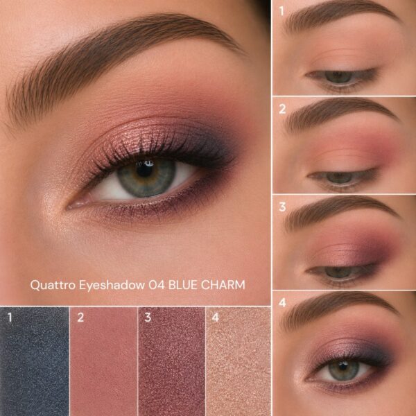 Oogschaduw look en voorbeeld van aanbrengen BLUE CHARM van Golden Rose